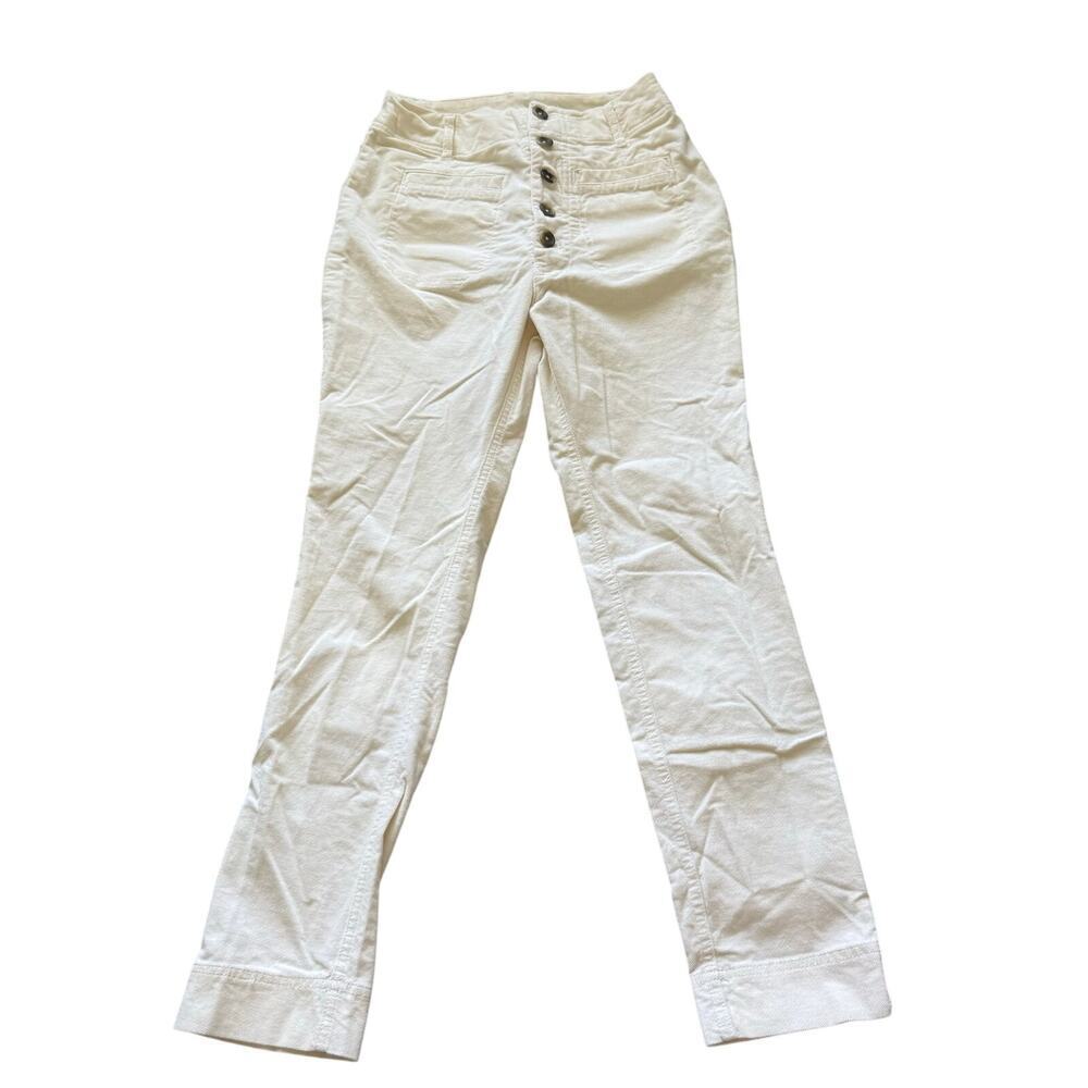Free People Skinny Button Fly Corduroy Coastal Old Money White Women Pants